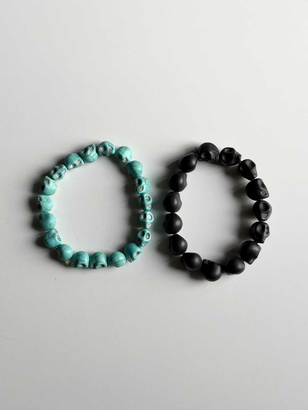Two Skull Bracelets - Black and Mint